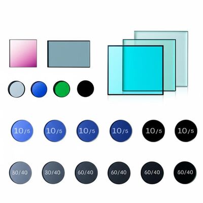 10/5 a 60/40 Filtro di vetro ottico di qualità superficiale da 1,5 mm a 300 mm di diametro e rivestimento personalizzato